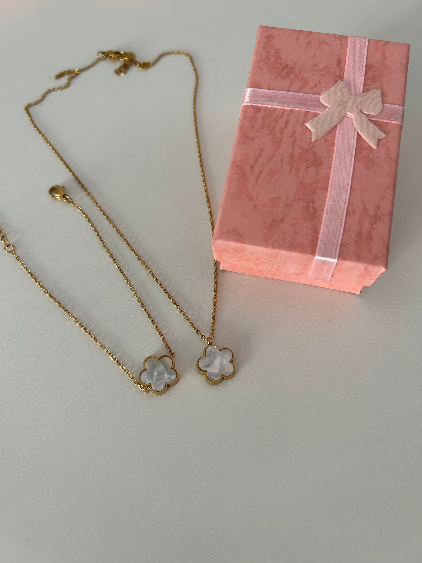 Parure ROSE NACRÉE collier & bracelet