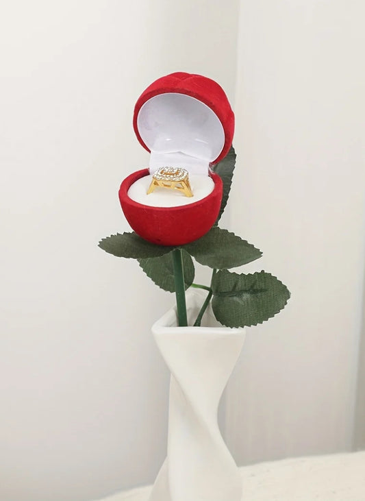 Rose avec tige avec bague